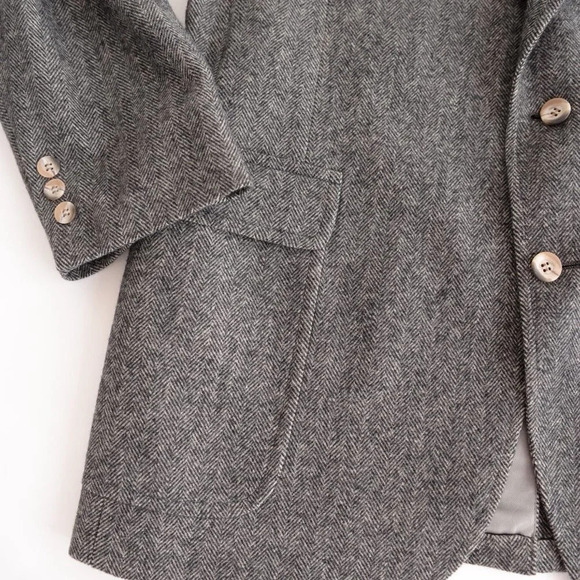 Vintage '90s Jacobson's Grey Tweed Double Button 100% Camel Hair Blazer 42R - Picture 13 of 16